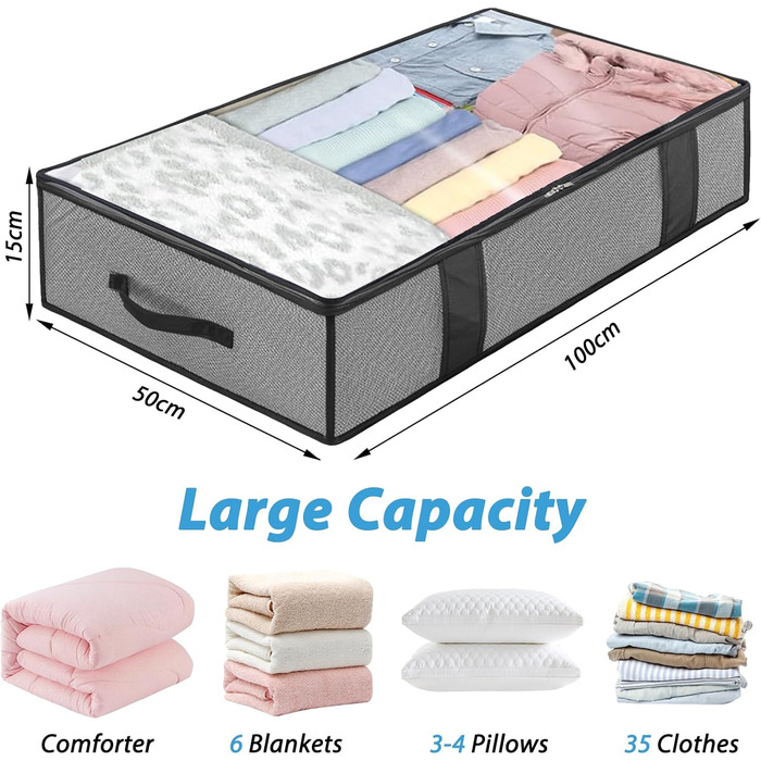 Коробки для зберігання під ліжком 90л (2 шт) - органайзери для постільних речей, одягу, ковдр