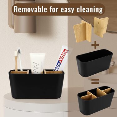 Підставка для зубних щіток з дерев'яними перегородками, електрична, для зубних щіток та 5 слотів, універсальна, для ванної кімнати