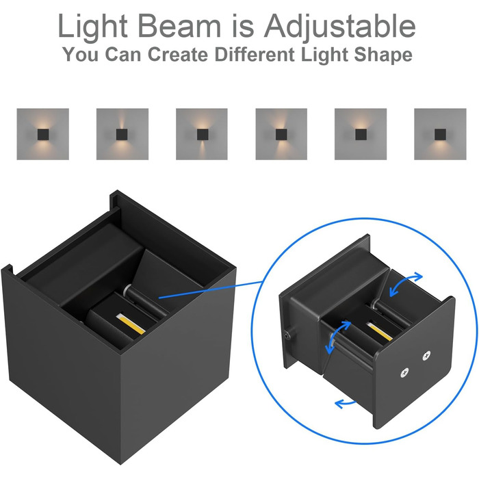 LED вуличне освітлення Klighten, 2 шт., 7W, регульований світловий потік, тепле біле світло, IP65, вологостійке, чорний колір