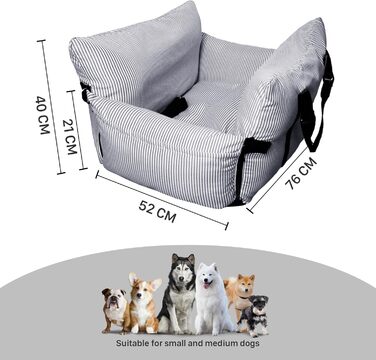 Автокрісло для собак Strusery, до 6 кг, знятний чохол, неслизьке дно, ремінь безпеки, блакитний колір, середній розмір