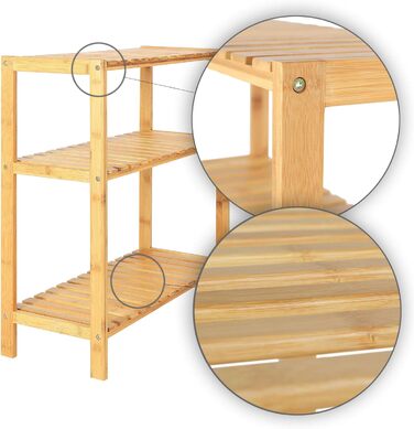 dibea Shoe Rack with 3 Shelves, Shoe Cabinet, Bathroom Shelf, Living Room Shelf, Standing Shelf, Bamboo Shelf, Bathroom Shelf, Bookshelf, Kitchen Shelf, 60x26x66 cm, natural color, Natural
