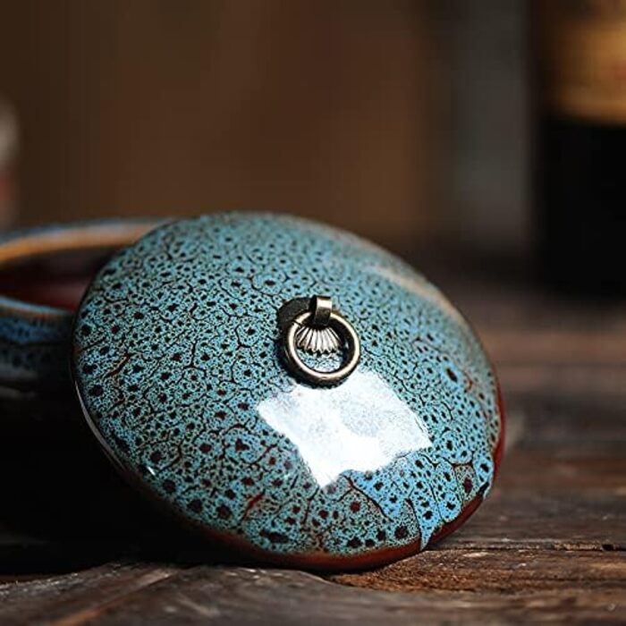 Керамічний попільничка з кришкою, вітрозахисний, для сигарет, внутрішнє та зовнішнє використання, для офісу та дому (5.2' блакитний)