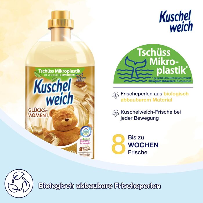 Кондиціонер для білизни Kuschelweich Sanft und Mild (Свіжість), 6 x 2 л (на 456 прань), гіпоалергенний, без мікропластику