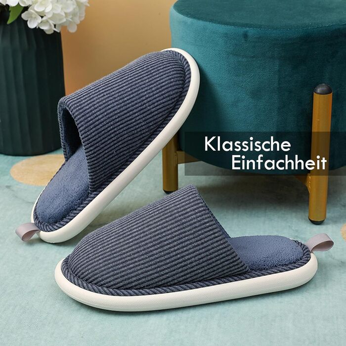 Легкі та безшумні домашні тапочки для жінок та чоловіків, протиковзкі, для зими, в приміщенні та на вулиці, 36-43 EU (37/38 EU, блакитні)