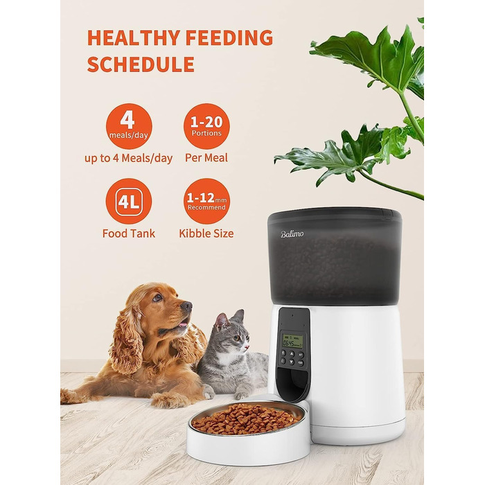 Автоматичний годівник для котів Balimo 3L з Wi-Fi, керування через додаток, для собак та котів, чорний
