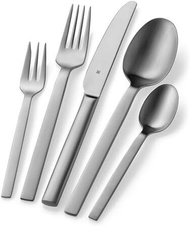 WMF Alteo 12-Person Flatware Set, 60-Piece & Alteo Stainless Steel Flatware Set 6-Person, 30-Piece, Monobloc Knives, Cromargan Stainless Steel Satin Finish, Dishwasher Safe. Alteo Bundle with Stainless Steel Flatware Set, 30-Piece