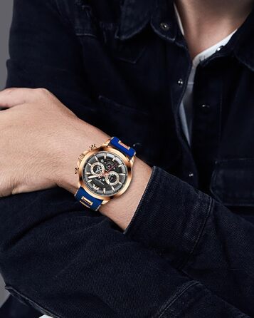 Чоловічий годинник MEGALITH Chronograph: аналоговий, водонепроникний, з датою, свідодіодом, кварцовий годинник. Ідеальний подарунок для спортивних чоловіків (B2-блакитний)