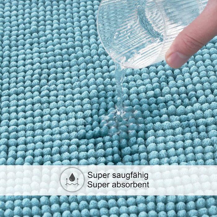 Килимок для ванної кімнати Decomira | Нековзкий | Набір | Килимок для ванни, килимок перед ванною | З м'якої тканини Chenille | 40x60 см (Турквіс, 50 x 80 см (2 шт))