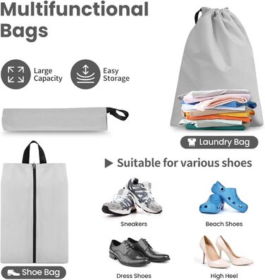 Набір кубиків-органайзерів для подорожей Prezon: 6 шт, сірий, з розширюваним сітковим вікном