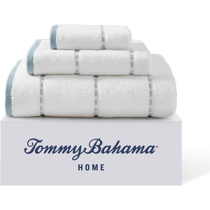 Набір махрових рушників для ванної Tommy Bahama, 100% бавовна, м'які та гігроскопічні, 3 предмети, колір Ridley Solid Blue