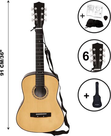 Акустична гітара Lexibook K2200: 36'', дерево, нейлонові струни, з чохлом та інструкцією