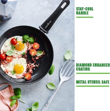 GreenChef Diamond Soft Grip Non-Stick Coating, 30cm, PFAS-free, Induction, Dishwasher-safe, Black 30cm (Frying Pan Set, 2-piece Frying Pan Set)