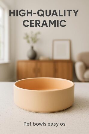 Миска для собак з кераміки, велика, 1.2л, антиковзаюча, бежево-зелена, Flamingo Anca, 1.2 л