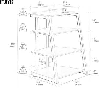 HiFi тумба FITUEYES для вінілу та аудіотехніки з полицями, 61x52x78 см - коричнева