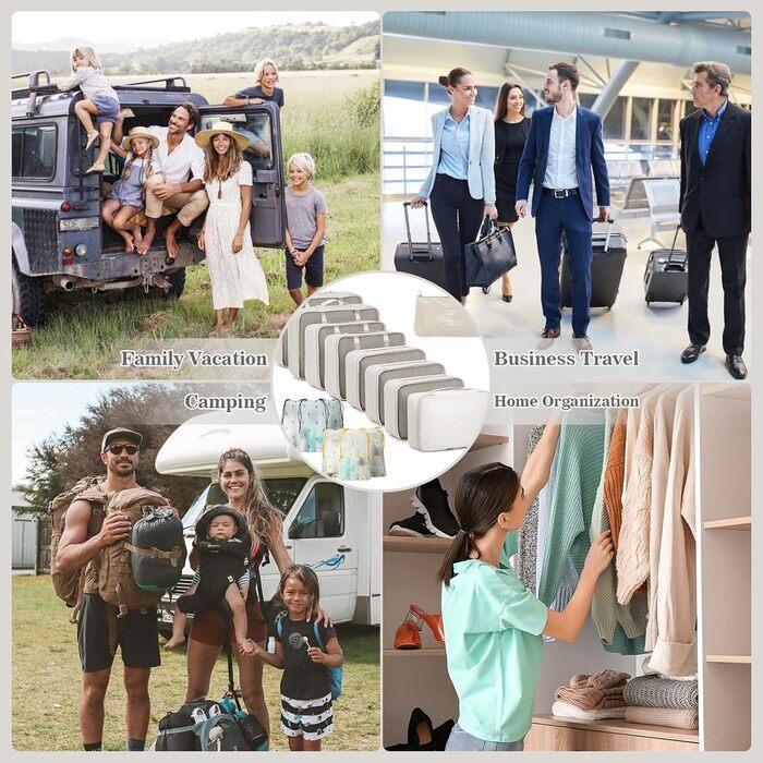 Набір органайзерів для валіз GIBOHOM, 15 шт. Packing Cubes, водонепроникні сумки для одягу для подорожей, Travel Organizer, бежевий