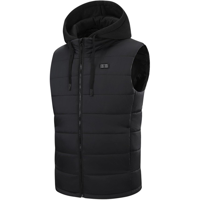 Чоловіча електрична жилетка з капюшоном, 15 зон нагріву, USB, чорна, 4XL