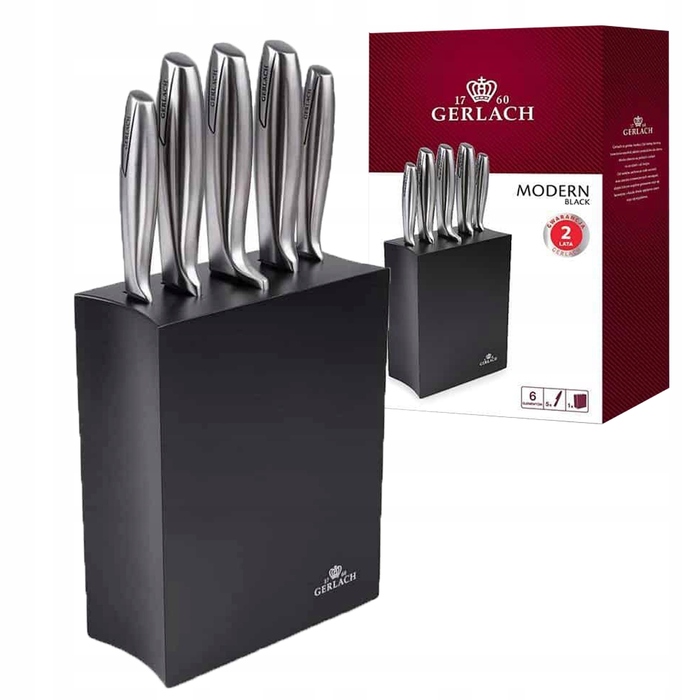 Набір ножів у підставці Gerlach Modern, 5 предметів, чорний блок