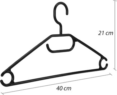 Hausfelder 30 Clothes Hangers, Ironing Set, Black Plastic Hangers, Swivel Hook, 30 Pieces