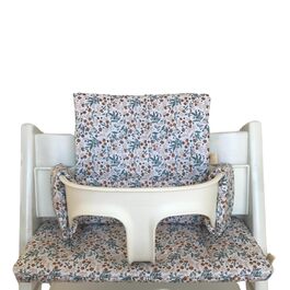 Дитяча подушка LUCCA для стільчика Stokke Tripp Trapp, ламінована, легко очищується, дизайн: джунглі бірюзовий/сині квіти