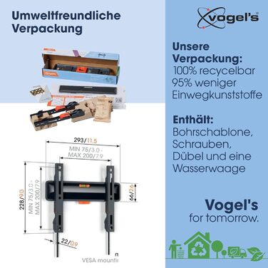 Кріплення для телевізора Vogel's Comfort TVM 3405 - настінна кріплення для телевізорів 32-77 дюймів, до 50 кг, VESA 400x400, ультратонке (2.2 см)