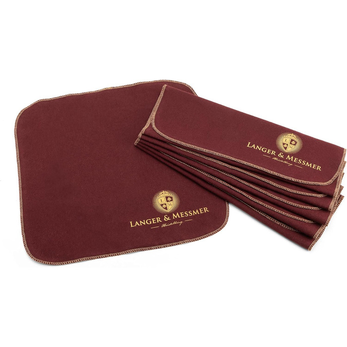 Langer & Messmer Polishing Cloths for Smooth Leather made from 100% Cotton in a Practical Set - The shoe cloth for professional shoe care ( | Beige) (Set of 6, Bordeaux)