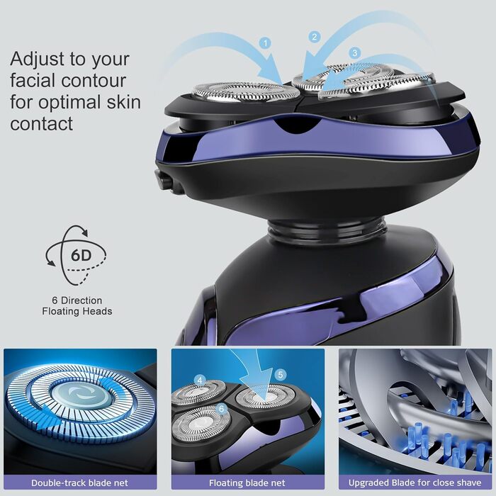 Електричний гоління для чоловіків Amurhey 5-в-1, тример для бороди, 3 насадки, 99 хв роботи, для мокрого та сухого гоління, станція зарядки, подарунок для чоловіків