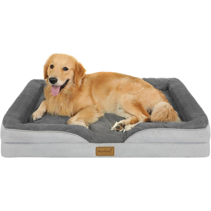 Orthopedic Dog Bed for Large Dogs - Dog Basket, Dog Sofa, Washable with Oval Foam, Dog Couch with High Rim and Non-Slip Bottom for Large Dogs, 111x80cm