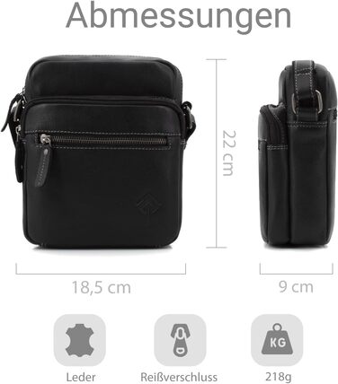 Чоловіча сумка через плече JOREY з натуральної шкіри, чорна. Ідеальна для бізнесу, роботи та подорожей. Чоловіча шкіряна сумка-мішок.