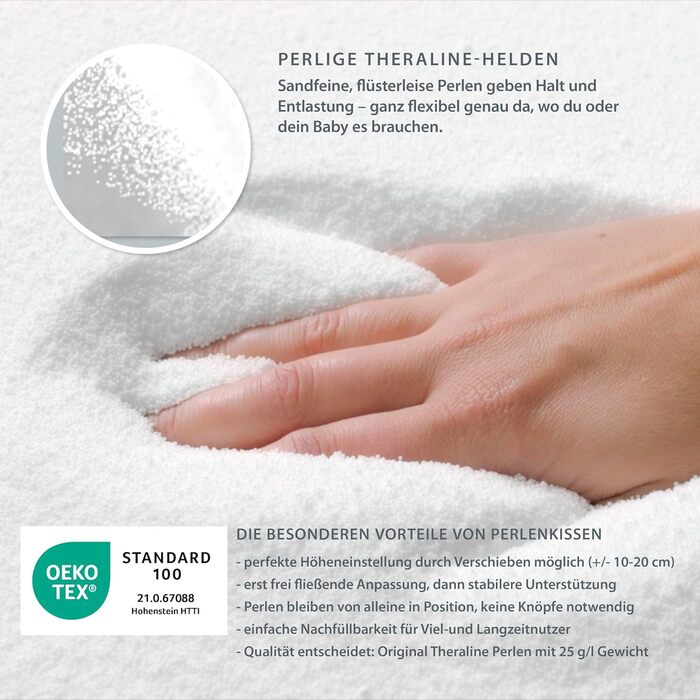 Подушка для вагітних та годування груддю Theraline Das Original 190 см Taupe з чохлом Blättertanz - подушка для сну на боці, перлинна