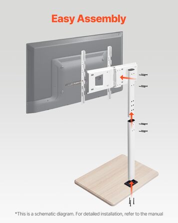 Підставка для телевізора VEVOR на колесах, телевізійна візок для телевізорів 81-178 см (812,8-1778 мм), до 45 кг, поворот 25° вліво/вправо, регульована по висоті, з полицею для кута спальні/вітальні (макс. 600 x 400 мм)