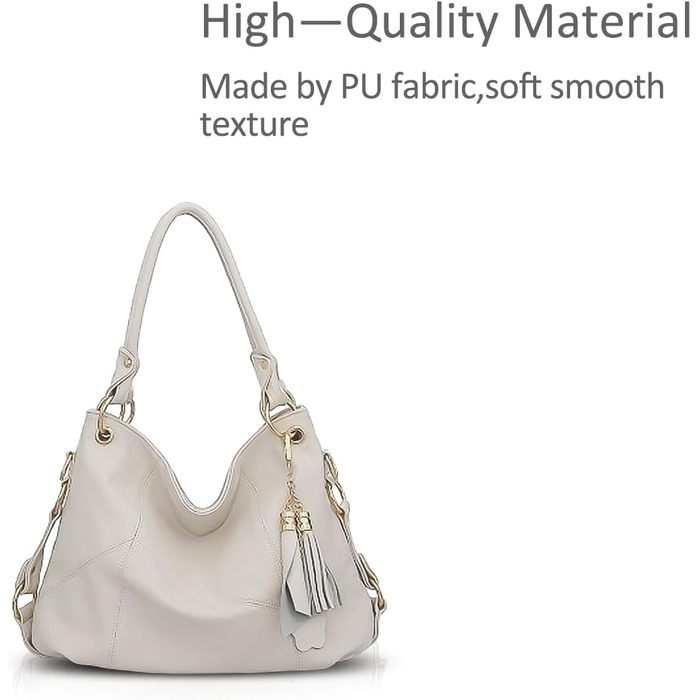 Сумка жіноча NICOLE & DORIS бежевого кольору, шкіряна сумка-шопер великої місткості з китицею