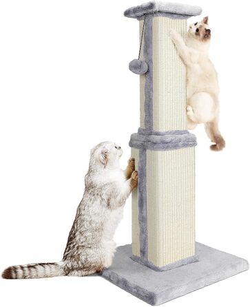 Kratzbaum, 31.5 inches (80cm) tall Scratching Post, Cat Tree, Scratching Log for Medium and Small Cats, Natural Sisal Scratching Post with Interactive Plush Ball, Beige