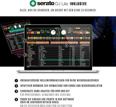 DJ контролер Numark NS4FX: 4 канали, Touch-Jogwheels, Pads, ефекти, Serato DJ Lite, чорний