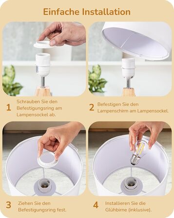 Дерев'яна торшер EDISHINE з абажуром з льону, E27, для вітальні та спальні, в стилі кантрі [Енергоклас F]