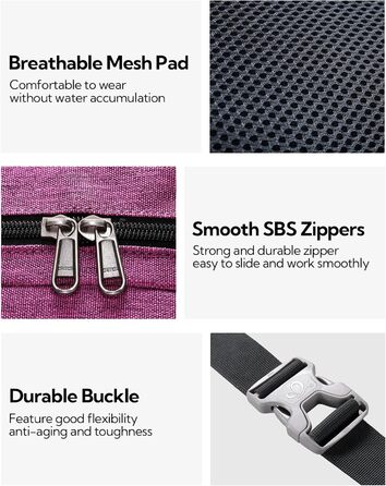 WATERFLY Поясна сумка на пояс для чоловіків та жінок, спортивна, для бігу, фітнесу, подорожей, фіолетова