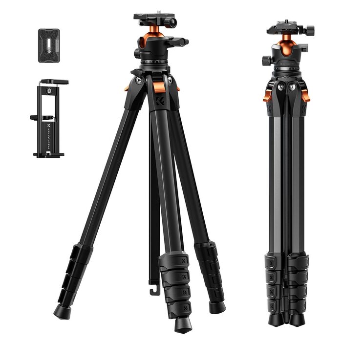 Штатив для камери та смартфона K&F Concept A305A1, 187 см, трипод з регулюванням висоти, алюміній