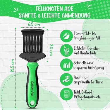 Зубна щітка для собак та котів з захисними нопочками - видаляє підшерсток, ковтуни та вузли. Ідеально для довгошерстих порід, таких як кокапу, пудель. Щітка для щоденного догляду за шерстю, розмір M-L. Зубна щітка 2.0 велика