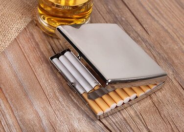Металеве тютюнотримач для 20 сигарет з гравіюванням та дизайном для чоловіків та жінок, срібляний