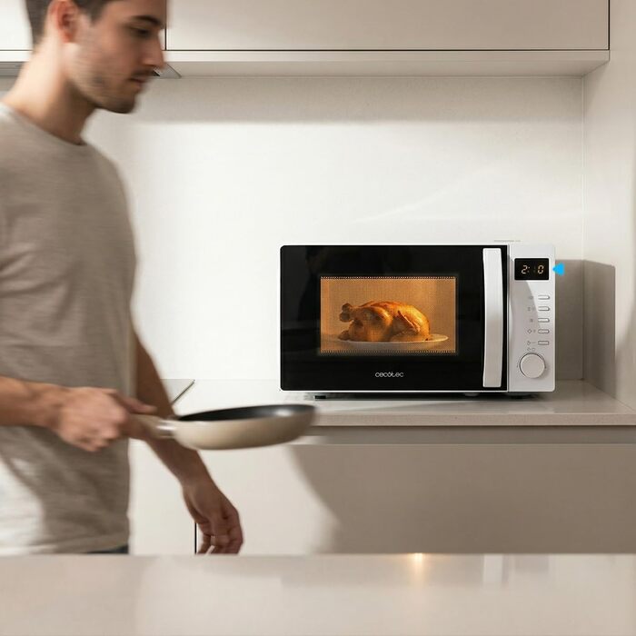 Мікрохвильова піч Cecotec Proclean 5105 біла, 20 л, з грилем, технологією 3DWave та функцією розморожування