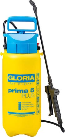 Оприскувач GLORIA prima 5 PLUS 5 л для саду, оцту, проти бур’янів, з подовжувачем 0,4 м, жовто-синій