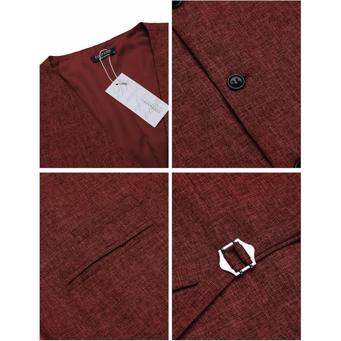 Жилет чоловічий COOFANDY Casual Business Slim Fit, бордовий (4XL)