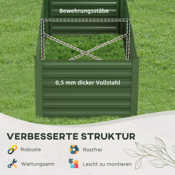 Outsunny Steel Raised Garden Bed, Planting Bed Cold Frame Garden Bed Flower Box Stackable, Planting Box Planter 180x90x60cm for Garden Balcony Terrace, Vegetable Bed for Flowers, Plants, and Fruit | Aosom