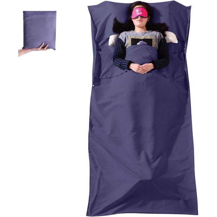 Azarxis Cotton Sleeping Bag, Lightweight and Comfortable, Summer Travel Sleeping Bag, Inner Sleeping Bag for Backpacking, Hostels and Mountain Huts