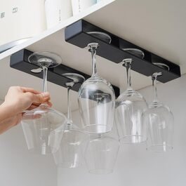 Тримачі для келихів вина Anicy (2 шт.) - підвісні, настінні, для кухні, бару, ресторану (чорний)