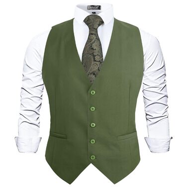 Айзеа Кашіше однотонна чоловіча жилетка для ділового костюма, нормальний крій, смокінг-жилетка для весілля (XL, хакі)