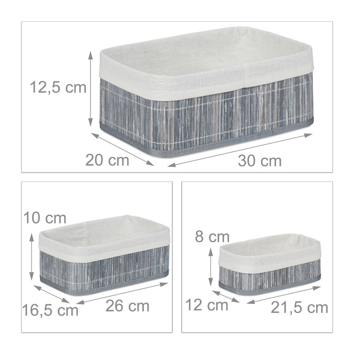 Relaxdays 3-Piece Bathroom Storage Basket Set