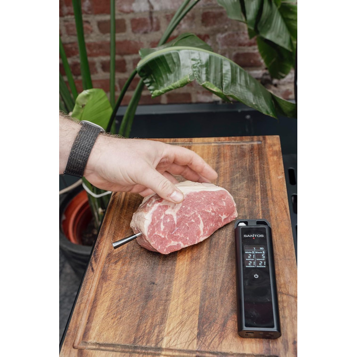 Беспроводний термометр для гриля Santos – Контроль через додаток (Android & iOS) – Дальність 100м – Подвійний датчик – До 300°C – Магнітне кріплення
