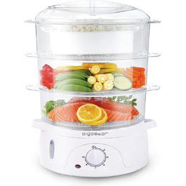 Пароварка Aigostar Fitfoodie 30CFO, 9 л, 800 Вт, 3 яруси, BPA Free, з таймером