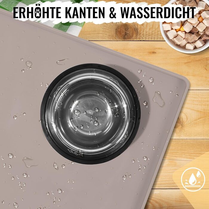 Підкладка під миску для котів та собак MateeyLife, силіконова, нековзна, водовідштовхувальна, 56x36 см, сіро-коричнева