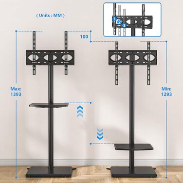 Стійка для телевізора 5Rcom з кронштейном 32-60 дюймів до 40 кг, чорна, VESA 400x400 мм